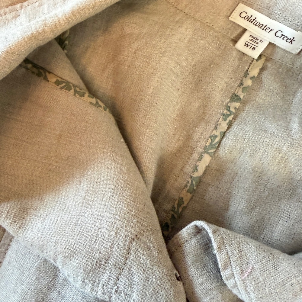 Coldwater Creek Linen Button Front‎ Jacket Beige W18 Women's - Picture 7 of 9